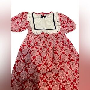 Janie and Jack Red Floral Lace Dress
